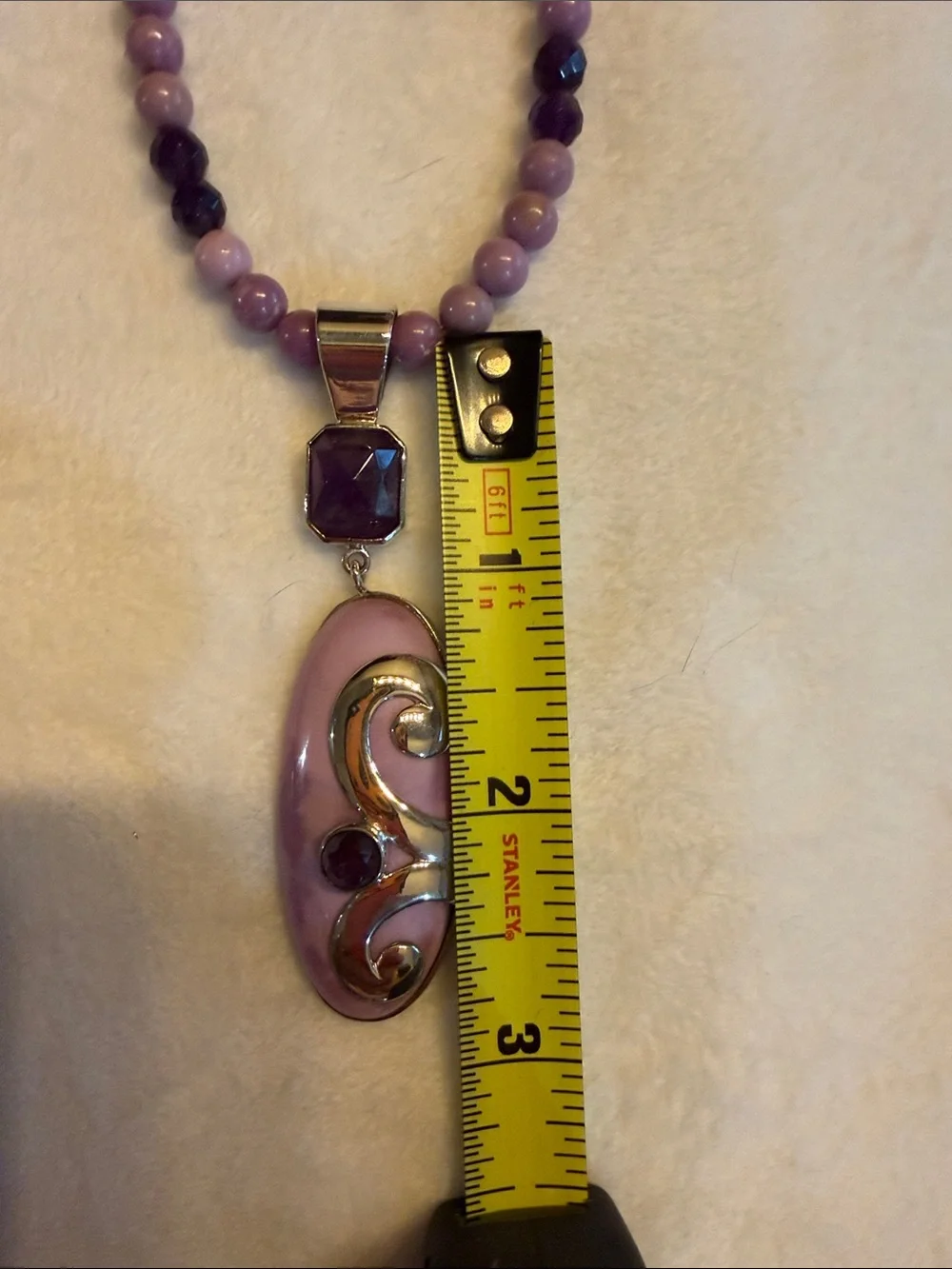 Jay King Amethyst & Phosphorite Pendant Necklace-Sterling Silver(228) - Picture 4 of 6